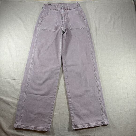 American Eagle Outfitters Pants - American Eagle Pants Women 0 Pink Cargo High Rise Baggy Wide Leg Stretch Skater